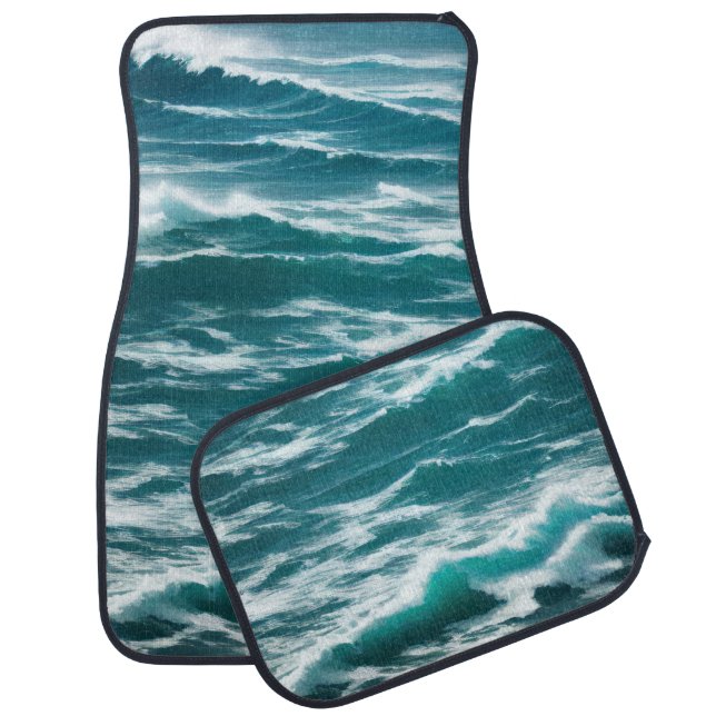 Crashing Turquoise Ocean Waves Car Floor Mat (Set)