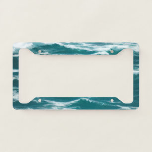 Crashing Turquoise Ocean Waves License Plate Frame