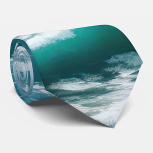 Crashing Turquoise Ocean Waves Neck Tie