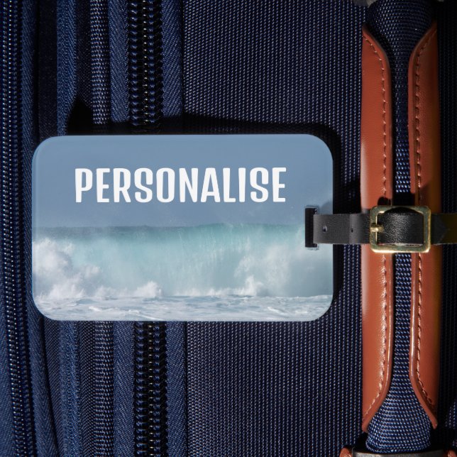 Crashing Wave Photo Personalised Luggage Tag (Front Insitu 4)