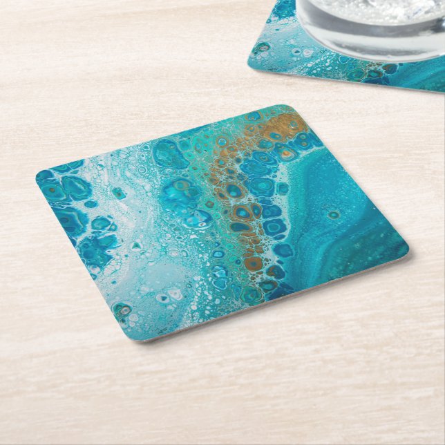 Crashing Wave Square Paper Coaster (Angled)