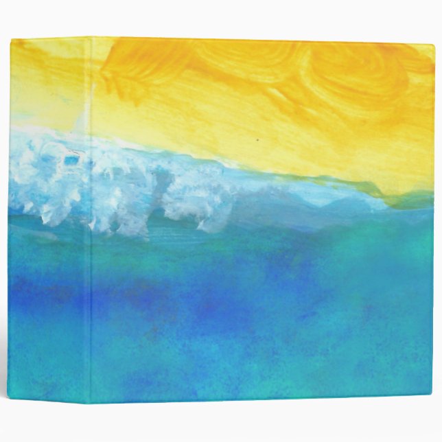 Crashing Waves Abstract Seascape Painting 3 Ring Binder (Front/Spine)