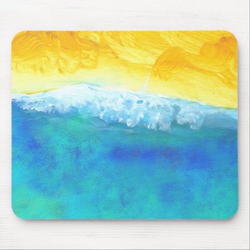 Crashing Waves Abstract Seascape Painting Mouse Pad