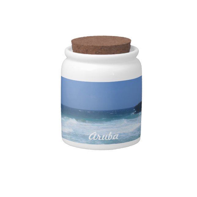 Crashing Waves at Boca Keto in Aruba Candy Jar (Front)