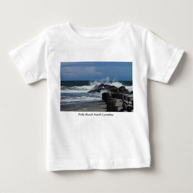 Crashing Waves At Folly Baby T-Shirt (Front)