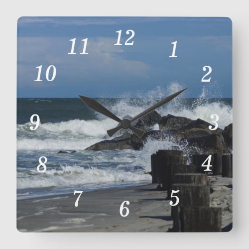 Crashing Waves At Folly Wall Clock