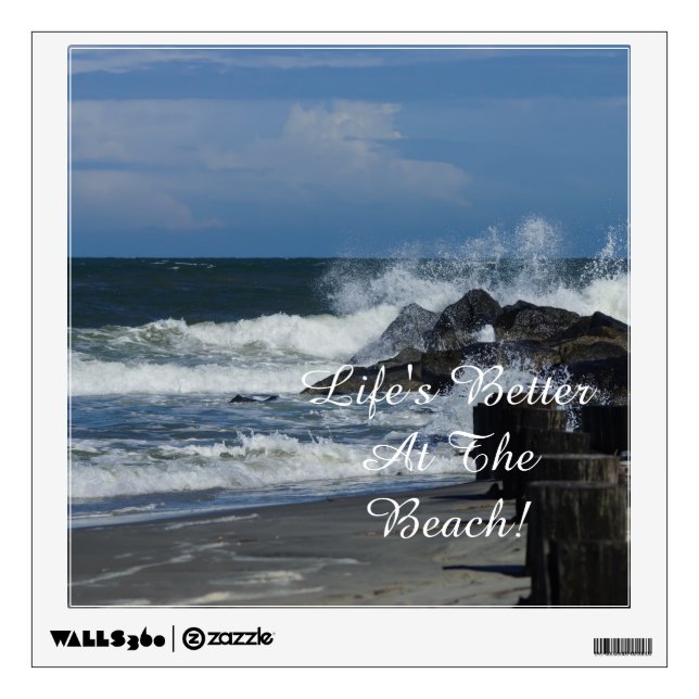 Crashing Waves At Folly Wall Sticker (Front)