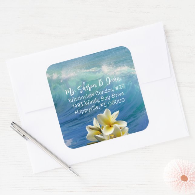 Crashing Waves Frangipani Return Address Seal (Envelope)