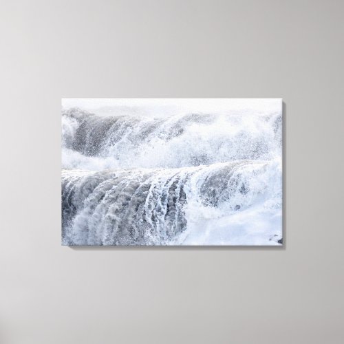 Crashing Waves In Winter Canvas Print