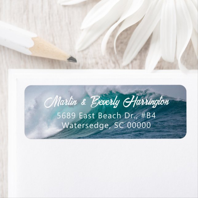 Crashing Waves Ocean Return Address Labels (Insitu)