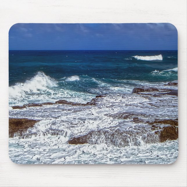 Crashing Waves On Rocks Mouse Pad (Front)
