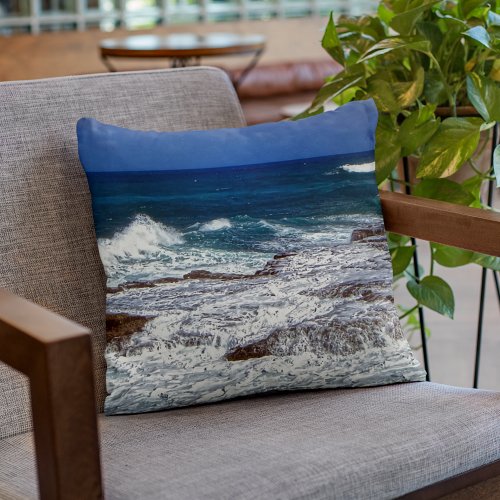 Crashing Waves On Rocks Throw Pillow