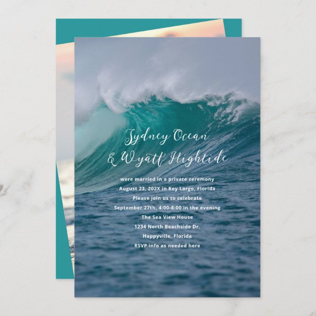 Crashing Waves Private Marriage Reception Only Invitation (Front/Back)