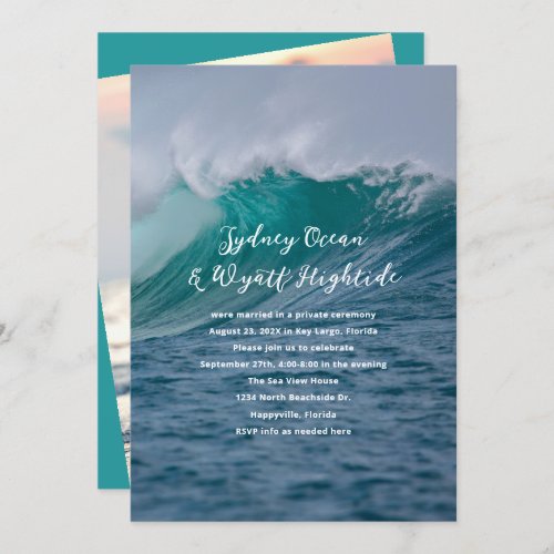 Crashing Waves Private Marriage Reception Only Invitation