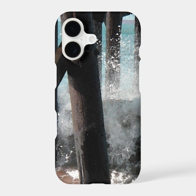 Crashing Waves Under the Pier Iphone Case (Back)