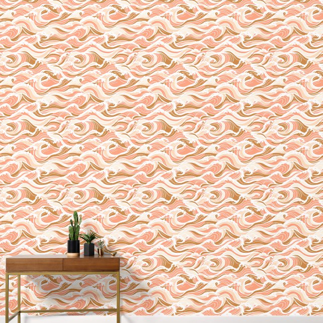 Crashing Waves warm colors Wallpaper (Hallway)