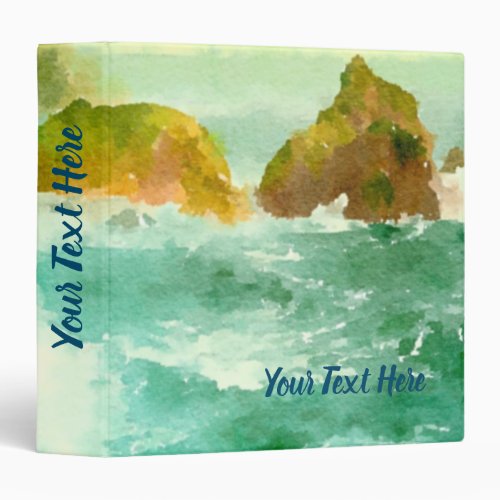 Crashing Waves Watercolor 3 Ring Binder