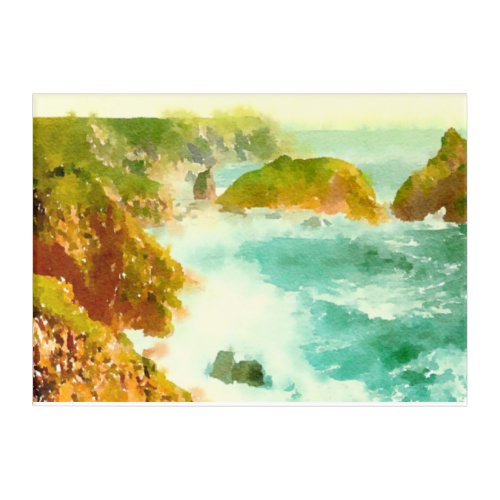 Crashing Waves Watercolor Acrylic Print