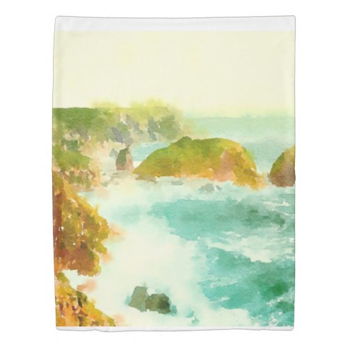 Crashing Waves Watercolor Duvet Cover