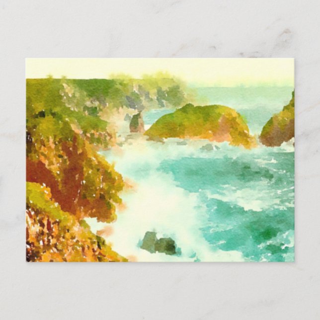 Crashing Waves Watercolor Postcard (Front)