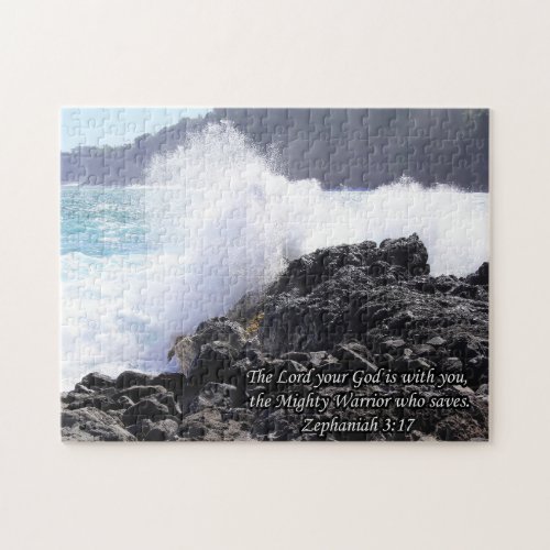 Crashing Waves with Scripture Jigsaw Puzzle