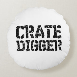 Crate Digger Round Pillow