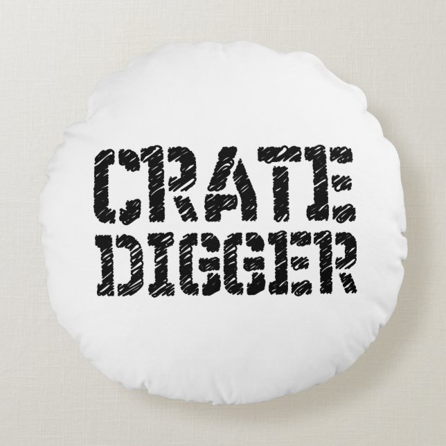 Crate Digger Round Pillow (Front)