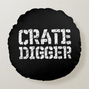 Crate Digger Round Pillow