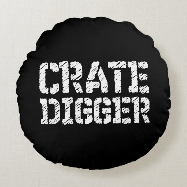 Crate Digger Round Pillow (Front)