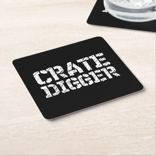 Crate Digger Square Paper Coaster