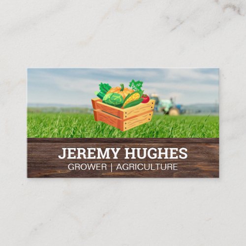 Crate Full of Produce  Farmland Tractor Business Card