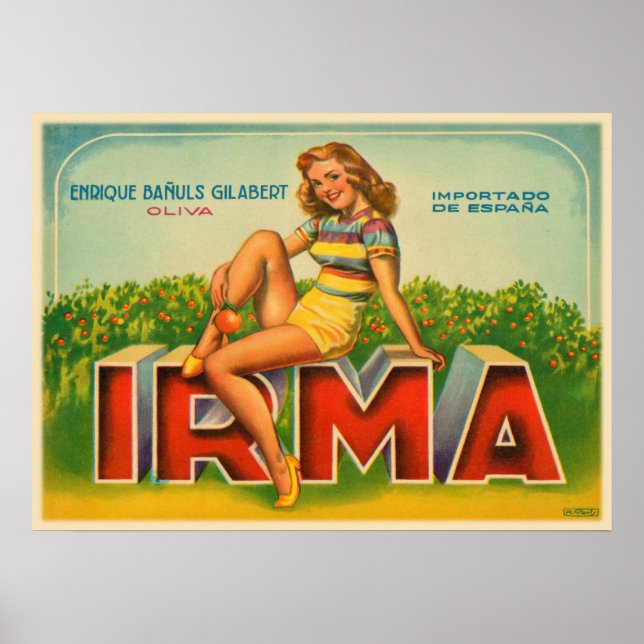 Crate Label Print from Spain with Old Olive Brand (Front)