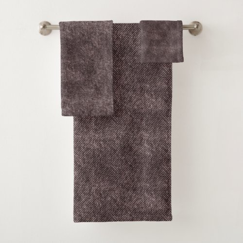 Crater Brown Denim Pattern Bath Towel Set