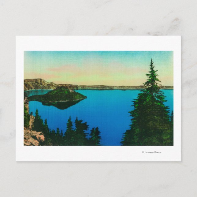Crater Lake and Wizard Island View Postcard (Front)