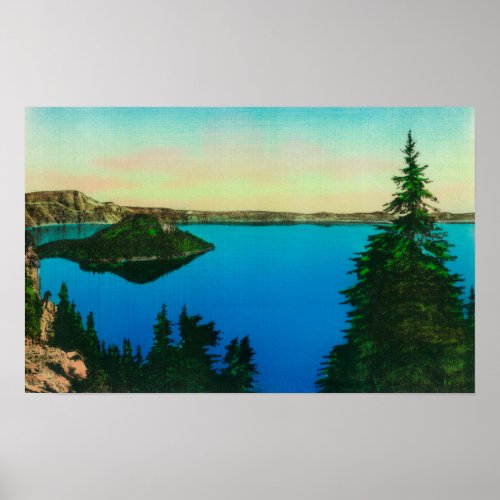 Crater Lake and Wizard Island View Poster