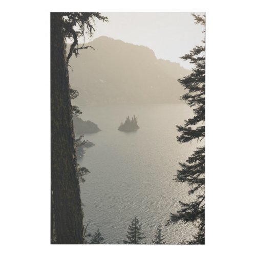 Crater Lake at sunset Faux Canvas Print