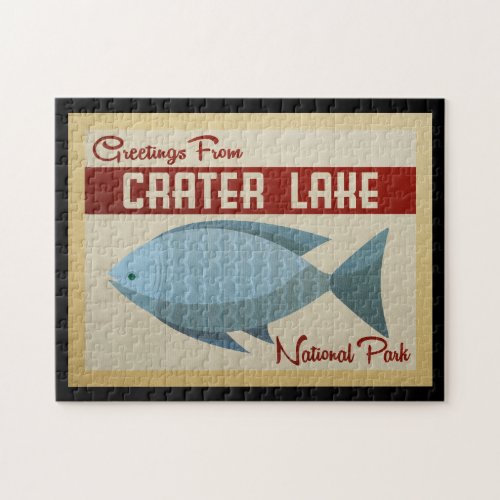 Crater Lake Blue Fish Vintage Travel Jigsaw Puzzle