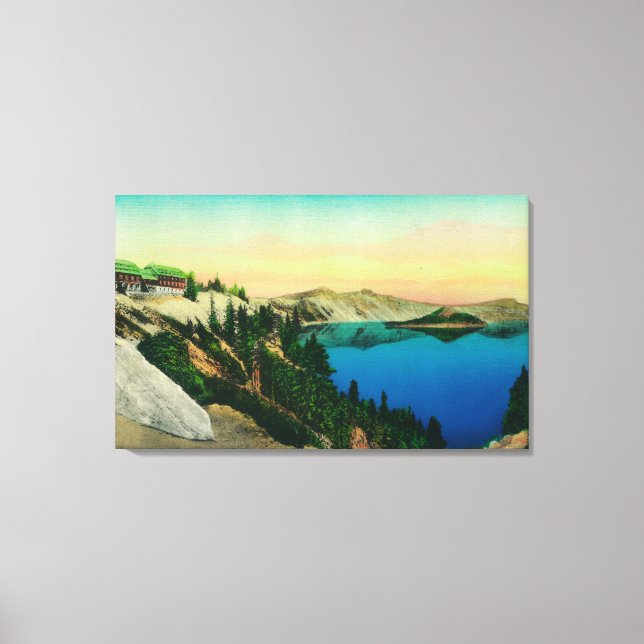 Crater Lake Lodge overlooking Lake Canvas Print (Front)