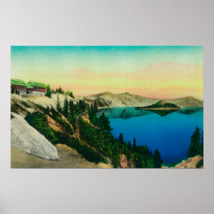 Crater Lake Lodge overlooking Lake Poster