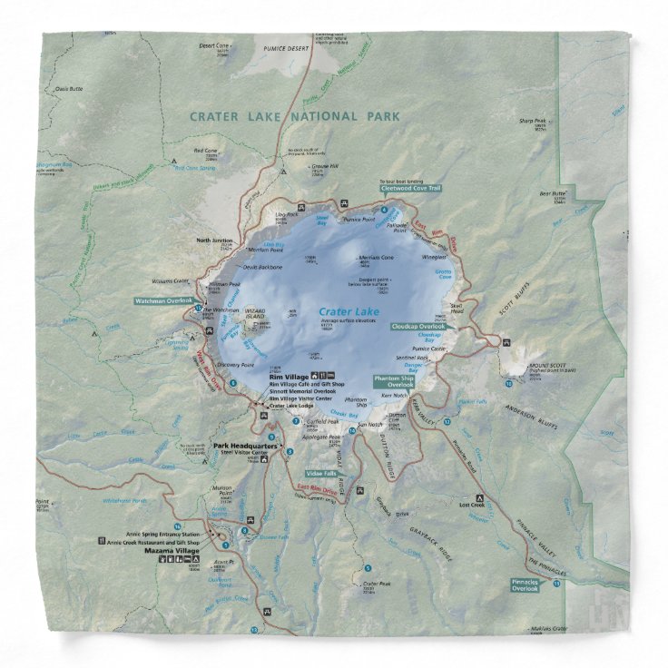 Crater Lake map bandana | Zazzle