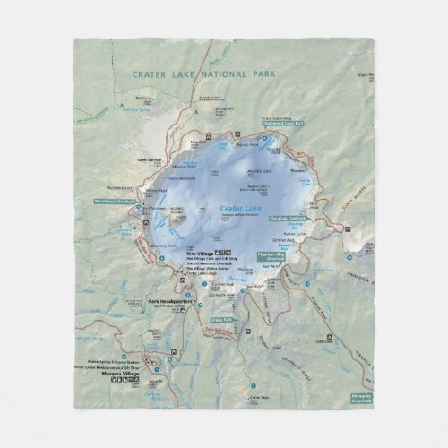 Crater Lake map fleece blanket