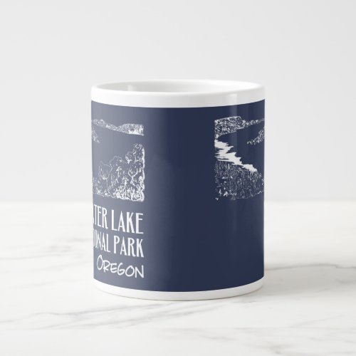 Crater Lake National Park Art Illustration Giant Coffee Mug