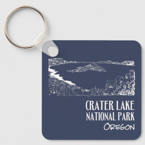 Crater Lake National Park Art Illustration Keychain