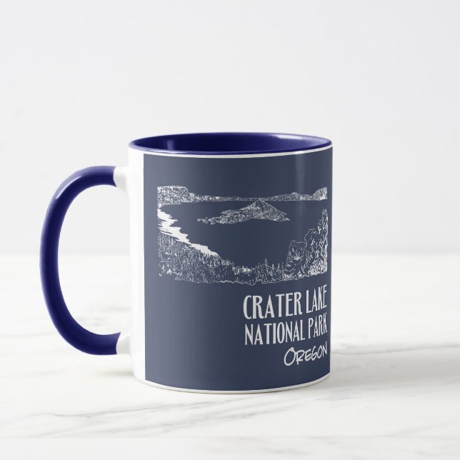Crater Lake National Park Art Illustration Mug (Left)