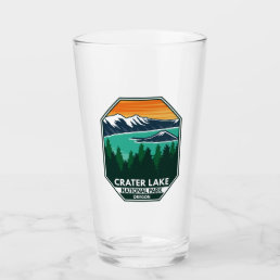 Crater Lake National Park Elk Retro Compass Emblem Glass
