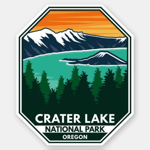 Crater Lake National Park Elk Retro Compass Emblem Sticker