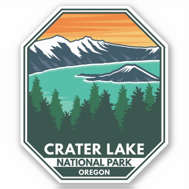 Crater Lake National Park Elk Retro Compass Emblem Sticker (Front)