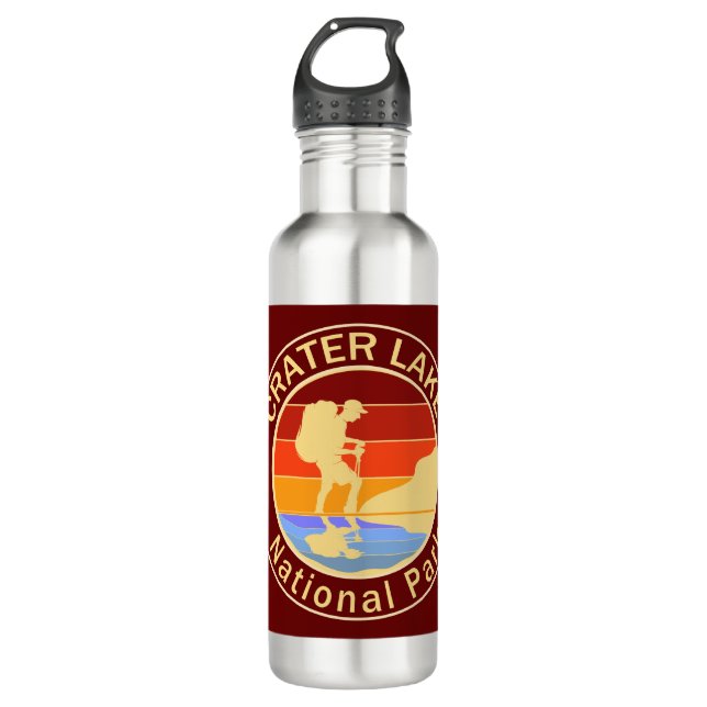 Crater Lake National Park Hiking Stainless Steel Water Bottle (Front)