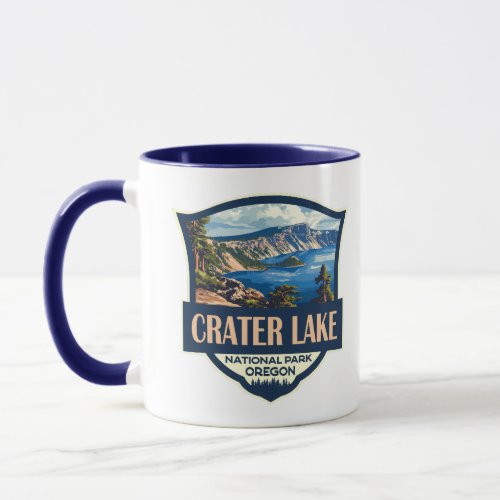 Crater Lake National Park Illustration Retro Badge Mug