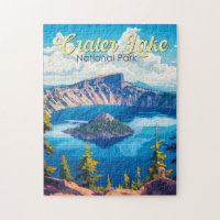 Crater Lake National Park Illustration Travel Art